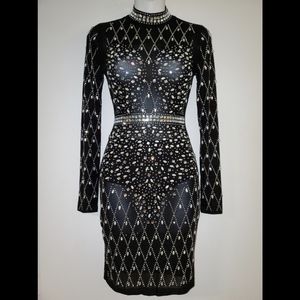 Crystal embellished sheer dress